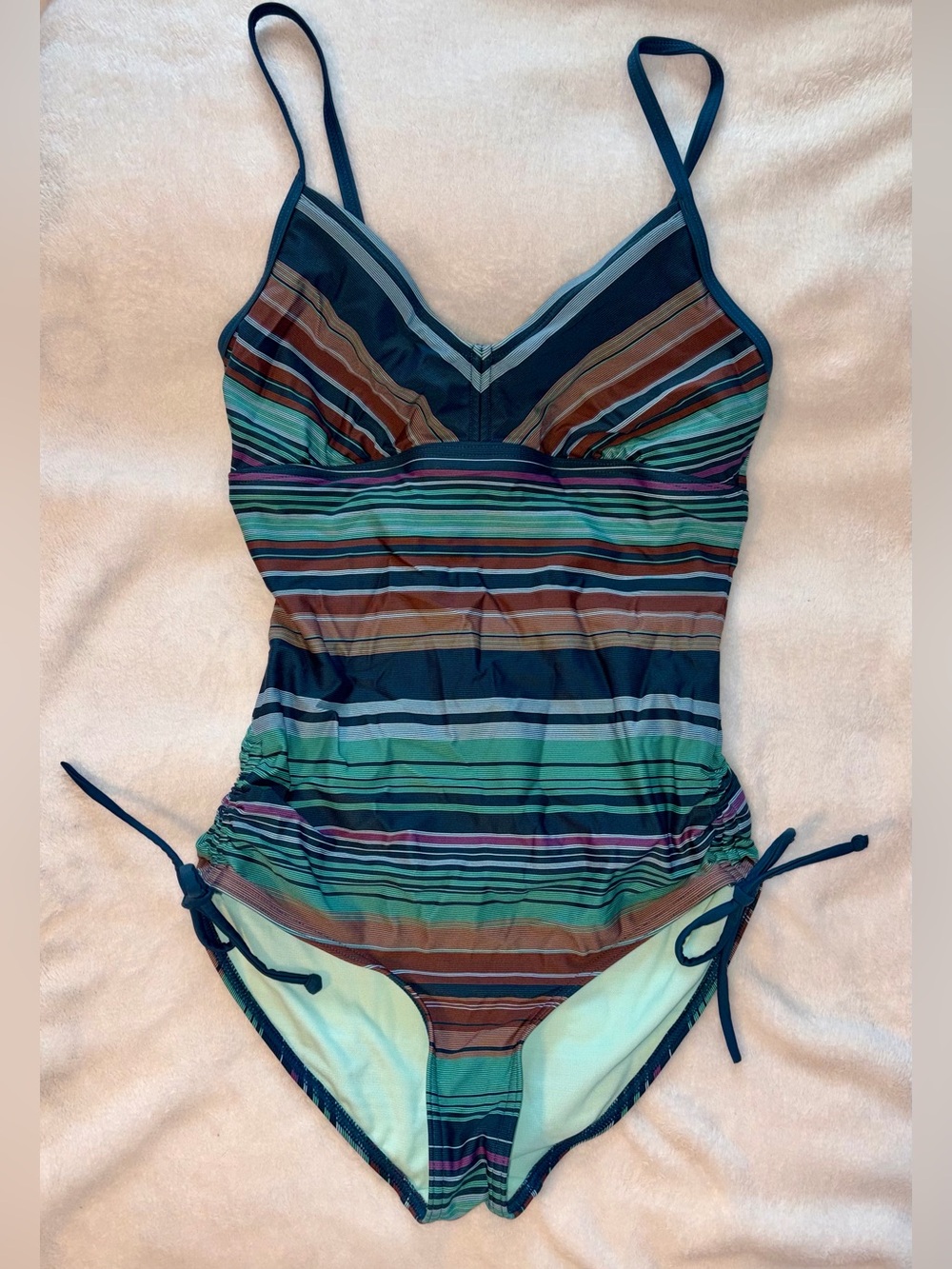 PRANA Striped One Piece Swim Suit Sz S
